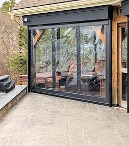 clear motorized push button vinyl patio screens