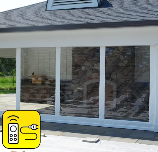 home patio roll up clear screens remote control